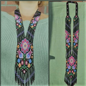 WHOLESALE BOHO style BUkrainian <b>Beaded</b> Necklace <b>Set</b>: Crane Bird Floral Ethnic Jewelry Traditional Beadwork FOR PARTY,CHRISTMAS - Product Image 2