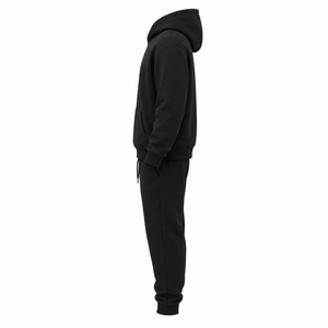 Unisex Black Hooded Sweatshirt and Jogger Pants Tracksuit 100% Cotton Winter Digital Printing OEM ODM Private Labeling Services - Product Image 2
