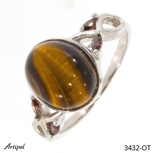 Anello 3432-OT in vero Occhio di Tigre - Argento rodiato - stile francese europeo - Product Image 3