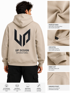 เสื้อฮู้ดดี้โอเวอร์ไซส์ผ้าฝ้ายแท้ 100% สำหรับผู้ชาย แบบหนา สไตล์สตรีทแวร์ รับผลิตแบบ OEM ODM - Product Image 6