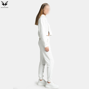 Zip Style In White Color Ladies Gym Crop Tracksuits Long Sleeve Best Seller Product Crop Tops And Jogger Tracksuit Set For Women - Product Image 6