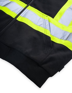 Veste de sécurité haute visibilité à capuche, fermeture éclair, réfléchissante, classe 2 ANSI, logo personnalisé, pour le jour et la nuit - Product Image 2