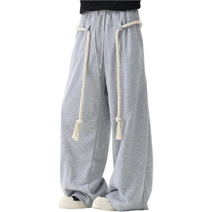 Men's Baggy Pants Barrel Y2k Rope <b>Drawstring</b> Wide Leg Oversized Track Pants Streetwear <b>Trousers</b> - Product Image 1