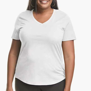 Nueva Camiseta de Verano para Mujer, de la Mejor Calidad y Diseño, Manga Corta, Cuello en V, Personalizable, Holgada e Informal, con Servicio OEM - Product Image 2