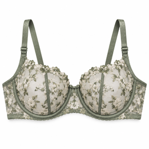 Soutien-gorge balconnet brodé en maille pour femme, avec armatures, dentelle florale transparente, bonnets 3/4, bretelles réglables, élégant - Product Image 4