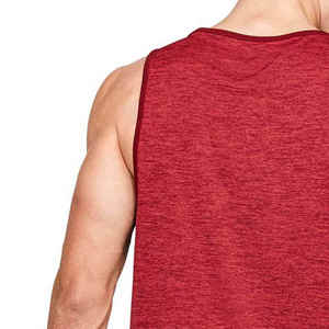 Camiseta sin mangas de punto roja para hombre, cuello redondo, transpirable, estilo casual, color liso - Product Image 4