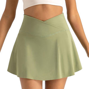 Jupe de tennis respirante pour femme, extensible dans les 4 sens, avec logo sur la taille avant, anti-humidité, en Spandex/Nylon écologique – Grande Vente - Product Image 1