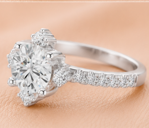 Round Cut Diamond <b>Statement</b> <b>Ring</b> with Baguette Side Stones in Yellow White and Rose Gold Fine Jewelry Design - Product Image 4