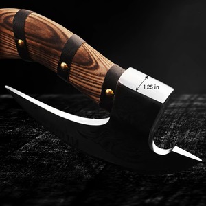Viking Style Tomahawk <b>Axe</b> Forged Steel Blade Wood <b>Handle</b> Survival Hatchet with Carved Dragon Design and Runes - Product Image 2