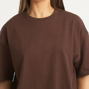Women's Oversized Crew Neck <b>T</b>-<b>Shirt</b> Solid Color Short Sleeve Loose Fit 100% Cotton Jersey Breathable All Seasons Wear - Product Image 2