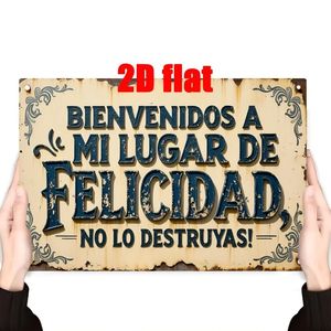 CIFbuy Plaque Métallique Vintage Bienvenue dans mon havre de bonheur Décoration Florale Rustique pour la Maison, le Bar, le Café, la Caverne de l'Homme, la Ferme - Décoration Artistique en Métal - Product Image 2