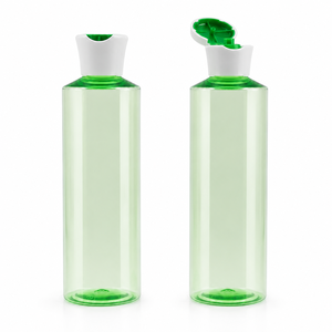 Flacon de toner cosmétique rond en PET plastique 300ml 400ml transparent vert avec bouchon à clapet, emballage pour soins de la peau, usine du Vietnam - Product Image 2