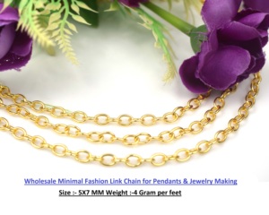 Wholesale Sameer Art and Craft Brass 18K Gold Plated Minimal Fashion Link Chain for Pendants & Jewelry <b>Box</b> Packed From Rajasthan - Product Image 5