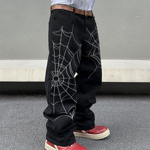 Pantalones Jogger Vaqueros Y2K con Diseño de Telaraña Personalizados para Hombre, Estilo Hip Hop Urbano, Casual, Transpirable, Ecológico, Corte Holgado - Product Image 2