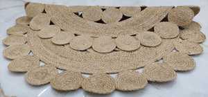 Tapis rond en jute tressé à la main de style bohème, tapis rond en fibres naturelles, décoration rustique chic pour la maison - Product Image 4