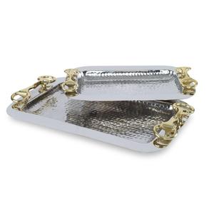 Bandeja de Servicio de Metal Pulido de Alto Brillo con Asas, Apta para Contacto con Alimentos, Bandejas Decorativas para Suministros de Hoteles y Restaurantes - Product Image 4