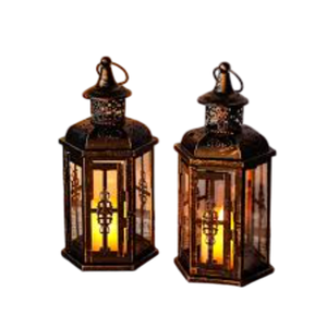 High Vintage Style Decorative Hanging <b>Lantern</b> Set Of 2 <b>Black</b> Meta <b>Lantern</b> For Indoor Outdoor Home Wedding Party Decoration - Product Image 3