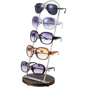 5-Tier vàng kim loại Kính mát hiển thị đứng với gỗ nâu Vòng chủ cơ sở cho kính đồ trang sức <span class=keywords><strong>Showcase</strong></span> - Product Image 1