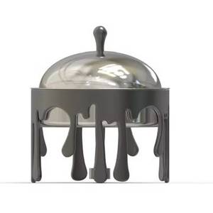 Plat de service isotherme noir mat avec design goutte d'eau, chauffe-plats, casserole, récipient en bois pour buffet, extérieur antiadhésif - Product Image 1