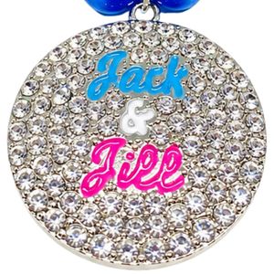 Bracelet extensible bleu roi perlé avec pendentif rond en cristal et accents en strass argentés, accessoire de mode pour femme - Product Image 5