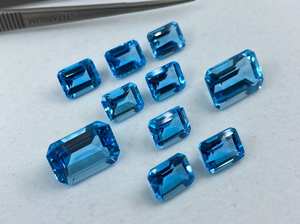 Topacio Azul Suizo Facetado en Forma de Octágono, Piedras Sueltas de Diferentes Tamaños de 6x4mm a 14x10mm, Calibradas para Joyería - Product Image 5