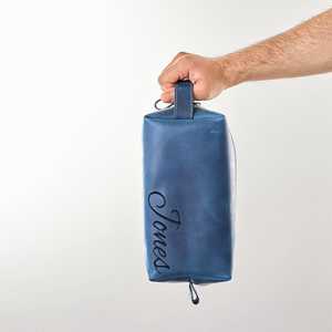 Custom Genuine Leather Unisex for Bag Dopp <b>Kit</b> Travel Wash Bag <b>Shaving</b> <b>Kit</b> Organizer Zipper Closure TYG-0188 - Product Image 2