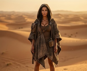 Vêtement d'extérieur en toile, Poncho tactique à capuche fait main, Cape Techwear, Cape utilitaire Cyberpunk, Tenue châle en toile - Product Image 4