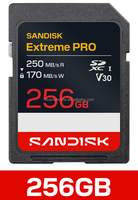 Carte SD Extreme Pro UHS-I 256 Go 250 Mo/s (lecture), 170 Mo/s (écriture), SDSDXXJ-256G-GSCIN