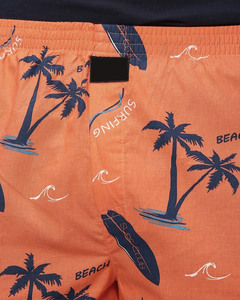 Shorts de Playa para Hombre con Estampado Tropical Naranja, Cintura Elástica, Corte Alto, para Verano, Baño, Poliéster/Nailon, Impermeables - Product Image 4