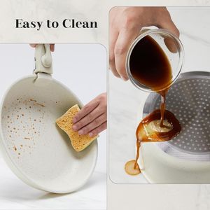 Set di Pentole Antiaderenti da 12 Pezzi Bianco Latte per Cucina a Induzione, Lavabili in Lavastoviglie e Adatte al Forno, con Manico Staccabile - Product Image 5