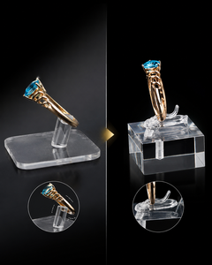 Customizable Acrylic Ring Jewelry Display Stand with Laser Engraving for Retail Shops - Product Image 2