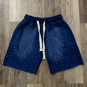 Pantalones Cortos Vaqueros Vintage Casuales para Hombre, Tejidos, Ecológicos, Transpirables, para Verano, con Cierre de Cordón, en Rosa, Rojo y Azul - Product Image 4