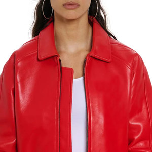 Vestes en cuir courtes tendance pour femmes, design de col personnalisé, coupe-vent, vestes en cuir courtes tendance pour femmes - Product Image 6