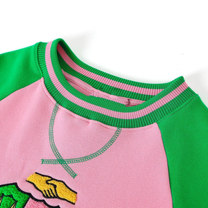 เสื้อสเวตเชิ้ตแขนยาวสีชมพูเขียว คอวี ทรงโอเวอร์ไซส์ สไตล์ลำลอง ผ้าถัก ยูนิเซ็กส์ สำหรับฤดูใบไม้ร่วง สีพื้น มีกระเป๋า - Product Image 4