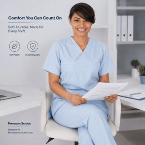 Uniforme Médico para Personal Hospitalario Femenino, Conjunto de Blusa de Manga Corta con Cuello en V y Pantalones con Cintura Elástica, Ropa de Trabajo Transpirable para el Sector Sanitario - Product Image 3