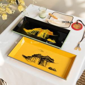 Lot de 2 plateaux de service rectangulaires en laque, conteneurs de stockage en gros du Vietnam pour la vaisselle, la décoration de la maison, la vente en gros - Product Image 1