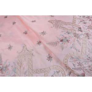 Tissu satiné semi-soie brodé au mètre - Motif floral rose uni 58 pouces de large pour mariage - Product Image 2