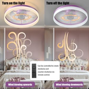 Ventilatori da Soffitto LED Moderni con Luci Dimmerabili e Design Sottile per Installazione a Incasso Colore Viola - Product Image 5