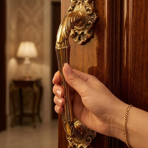 Manija de Puerta de Latón Macizo Andromeda con Placa Trasera Decorativa Ornamental |   Herrajes Arquitectónicos para Puertas de Hoteles de Lujo de 10 Pulgadas - Product Image 4