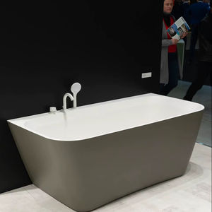 Baignoire autoportante en pierre de style moderne, bain à immersion en surface solide pour salle de bain, motif carré en acrylique blanc - Product Image 1