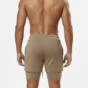 Men's High Street Style Double <b>Layer</b> Shorts Custom Design with Quick Dry Feature Solid Pattern for Adults Workout Short for Men - Product Image 2