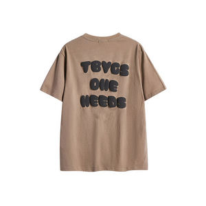 Camiseta unisex de alta calidad al por mayor, con estampado en serigrafía, hombros caídos, para hombre, con estampado en relieve. - Product Image 2