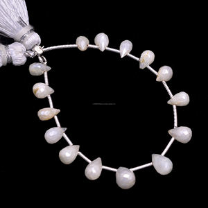 6x4mm-7x5mm 4 pouces larme forme Premium naturel blanc sillimanite perles à facettes brin de pierres précieuses pour la fabrication d'articles de bijoux - Product Image 1