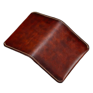Portefeuille en cuir véritable marron de luxe, fait main, vintage, fin, unisexe, écologique, pour usage quotidien, avec porte-cartes ouvert et long - Product Image 1