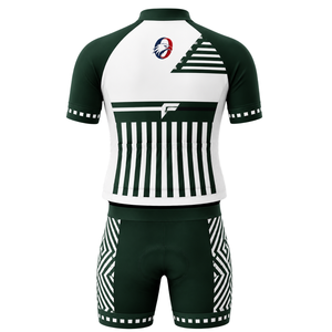 Dark Green White Custom <b>Cycling</b> Jersey <b>Shorts</b> Set <b>Short</b> Sleeve Full Zip Quick Dry <b>Padded</b> Bicycle Uniform Racing Team Performance - Product Image 2