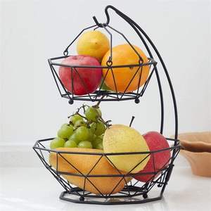 Nouvelle conception de panier à fruits à double étage, panier à légumes, panier à collations populaire, panier à fruits pour la maison, articles créatifs modernes pour le salon - Product Image 1