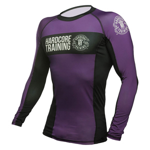 Haut de compression à manches longues pour entraînement hardcore, violet et noir, séchage rapide, pour MMA, unisexe adulte - Product Image 4