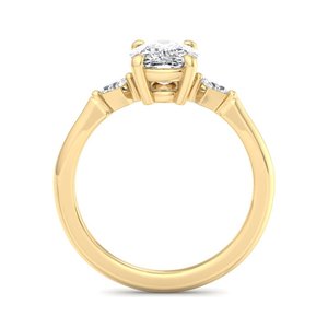Anillo de Moda con Banda Lisa, Forma Ovalada, Diamantes Moissanite, Diseño de Diamantes en las Esquinas, para Fiestas - Product Image 2