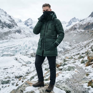 Veste d'hiver matelassée à capuche pour homme, vert foncé, multi-poches, fermeture éclair intégrale, isolée, décontractée, longue, pour l'extérieur - Product Image 3