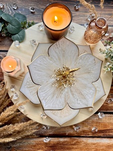Flower Resin <b>Cake</b> <b>Stand</b>, Fruit <b>Stand</b>, Cupcake <b>Stand</b>, Grazing <b>Stand</b>, White and Gold Resin Tray, Wedding <b>Cake</b> Floral Resin <b>Cake</b> St - Product Image 2